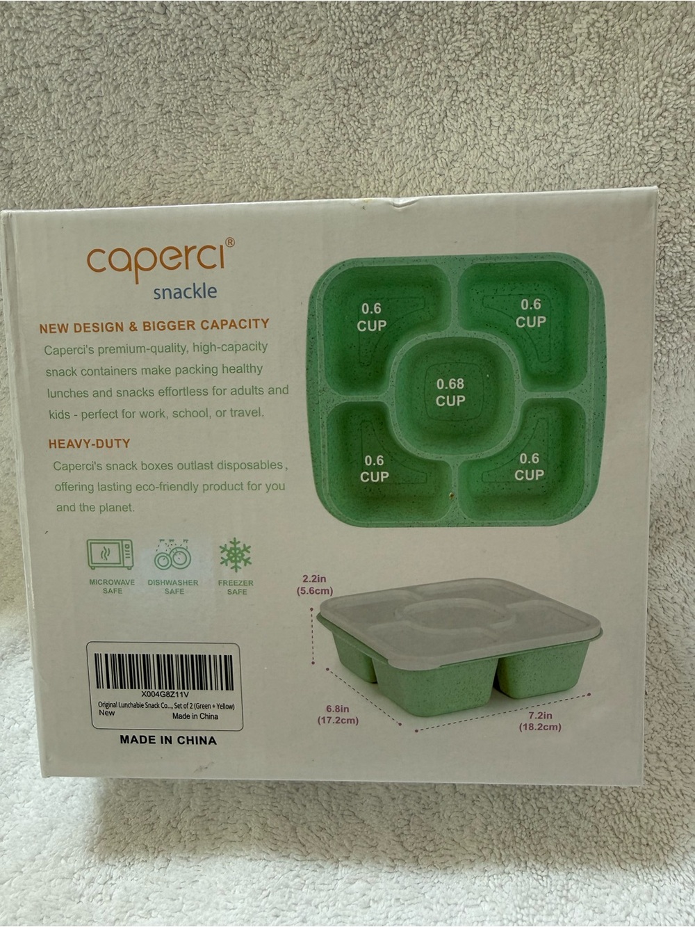 Caperci Snackle 5-Compartment Bento Snack Box - Green - Picture 3 of 10